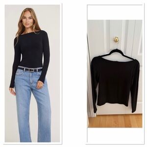 Dynamite Black Long Sleeve Boatneck Top